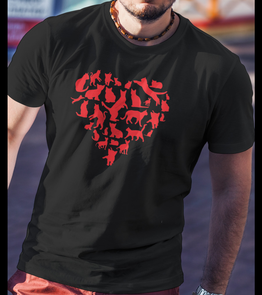 Cute Kids Valentines Day Cat Heart T-Shirt