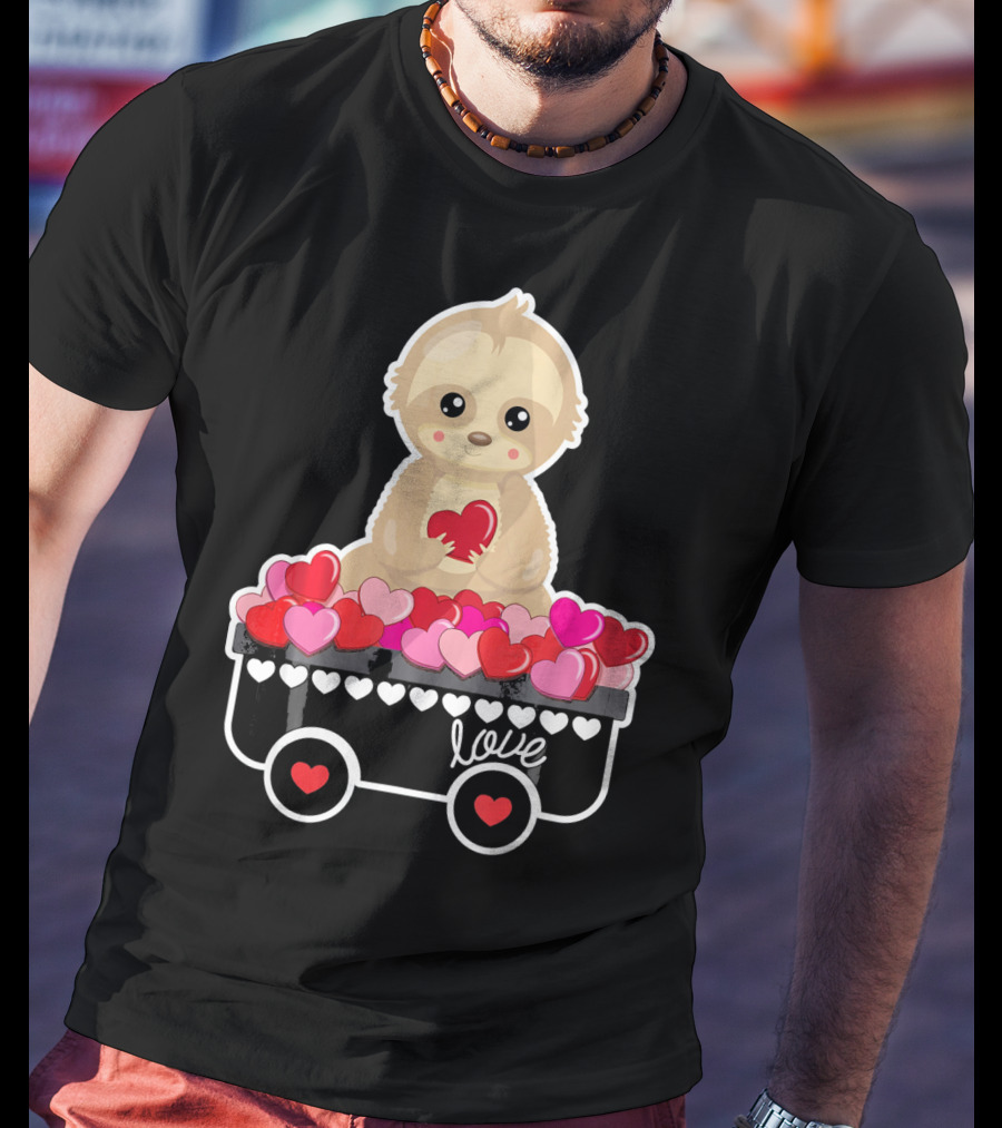 Valentine's Day Love Sloth With Heart Cart T-Shirt