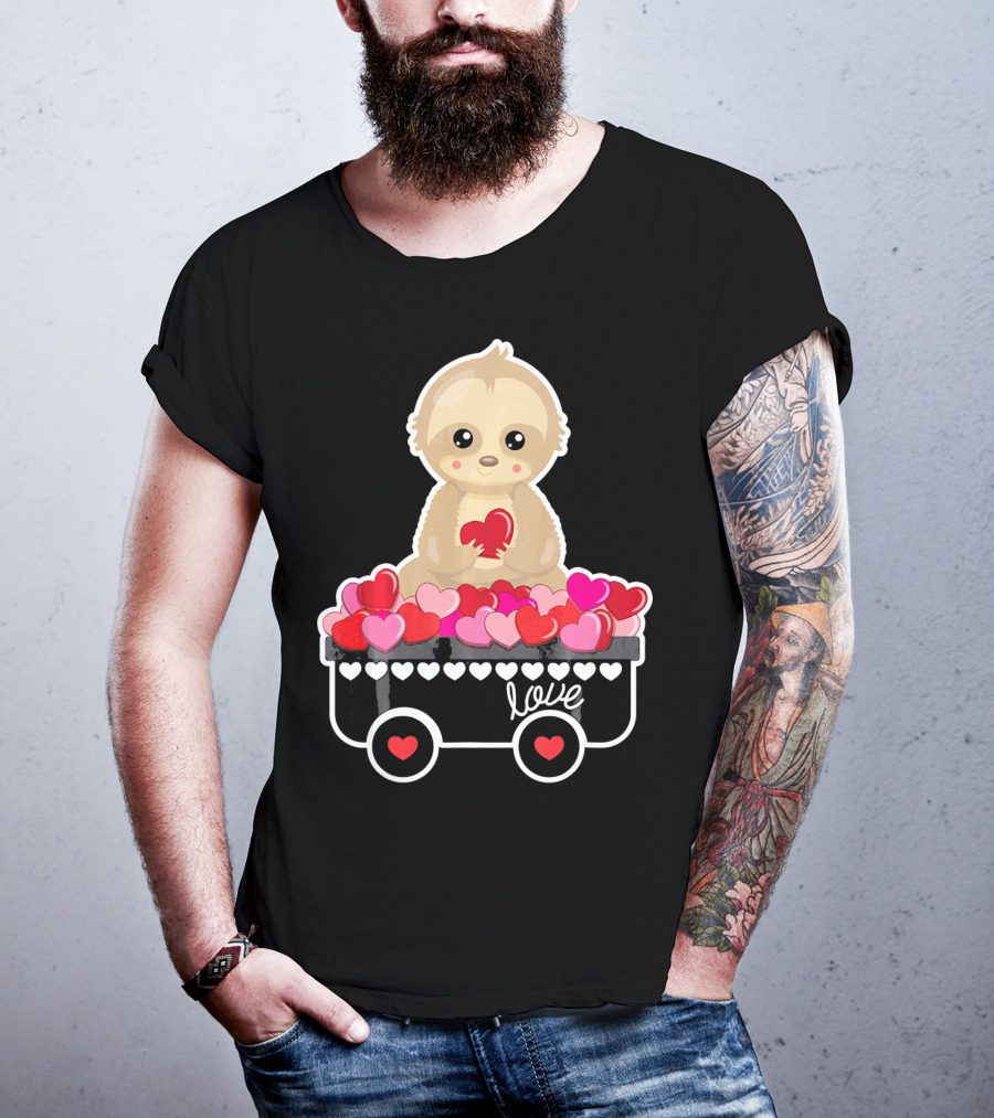 Valentine's Day Love Sloth With Heart Cart T-Shirt