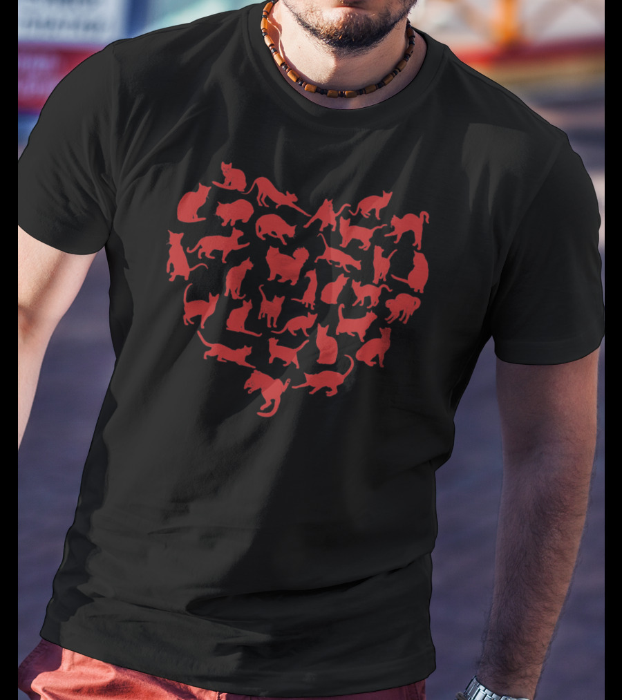 Cute Valentines Day Cats In A Heart Shape T-Shirt