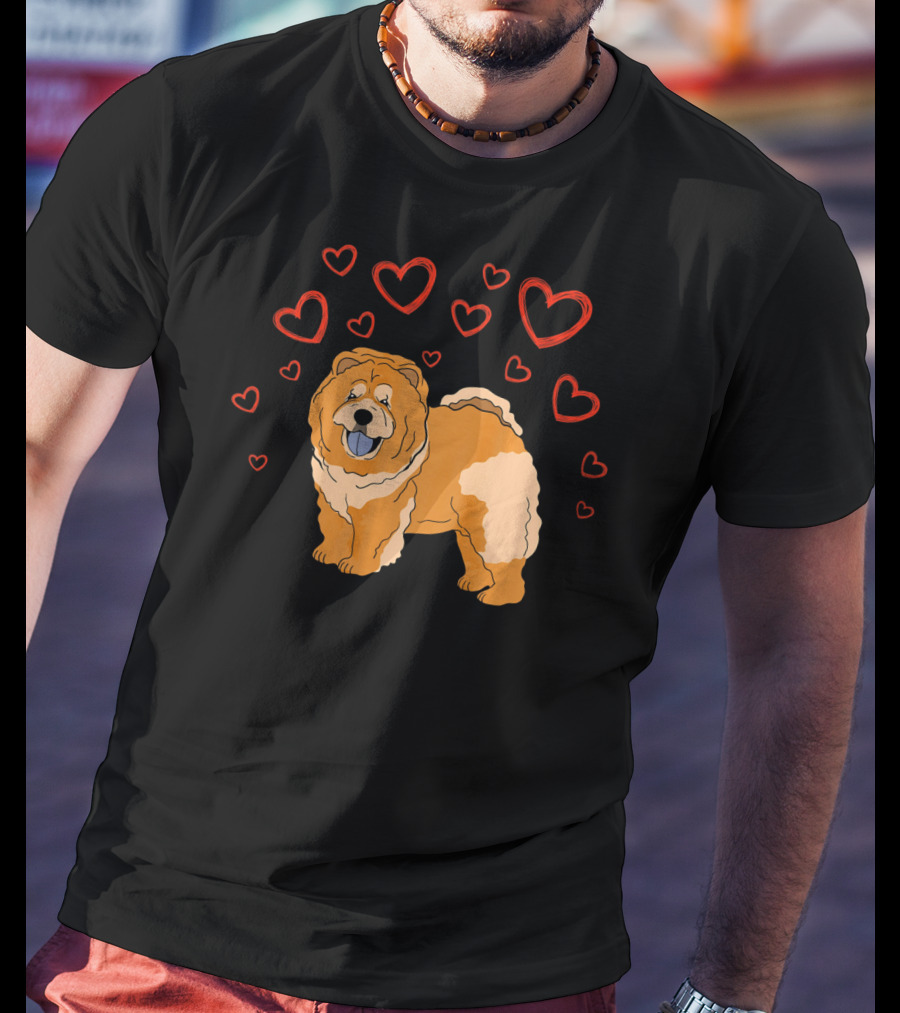 Chow Chow Surrounded By Hearts Valentine Love T-Shirt