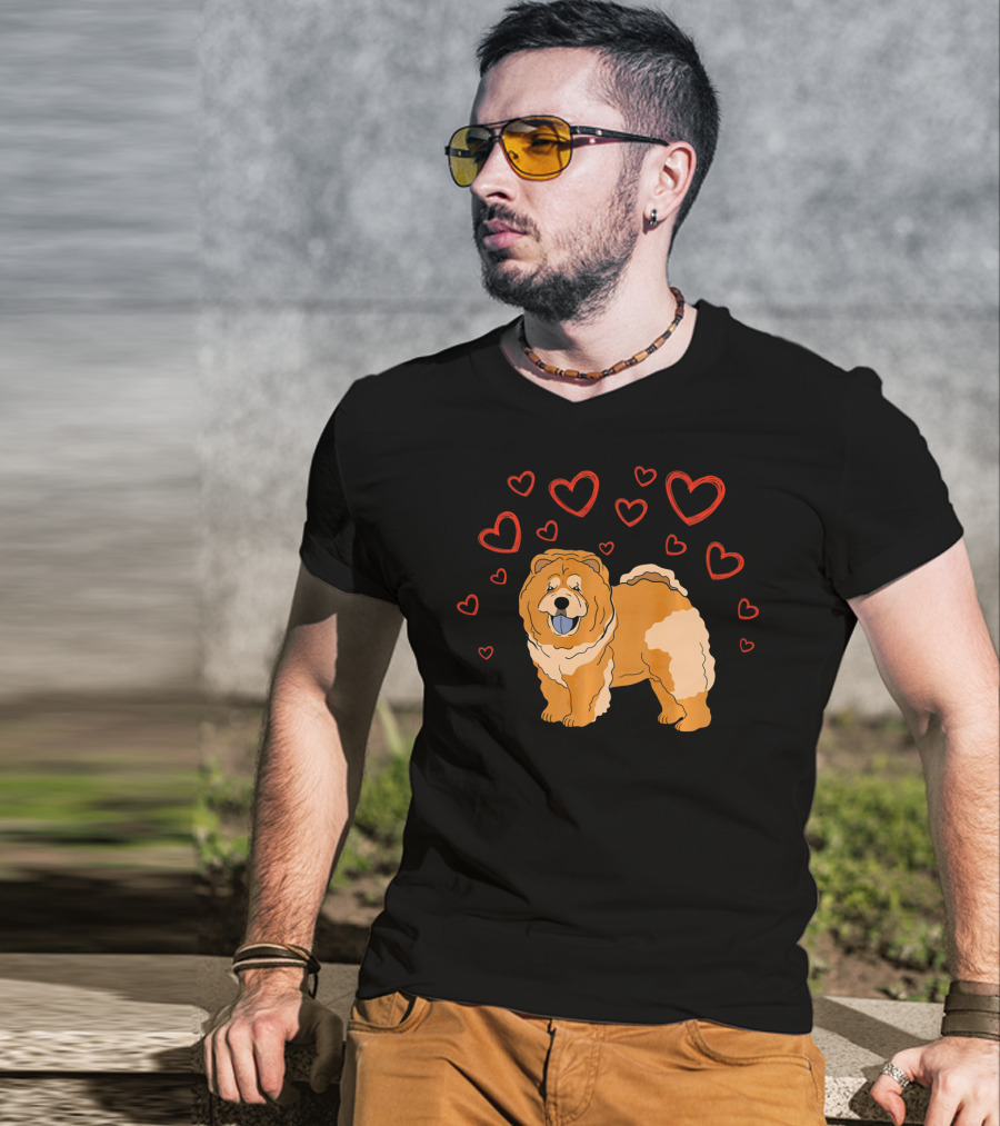 Chow Chow Surrounded By Hearts Valentine Love T-Shirt