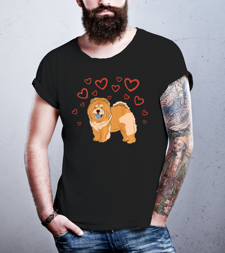 Chow Chow Surrounded By Hearts Valentine Love T-Shirt