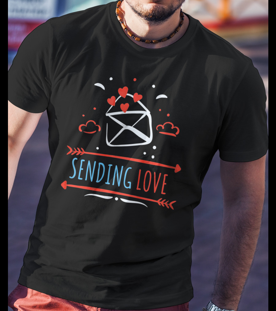 Sending Love Valentines Day Hearts Envelope T-Shirt