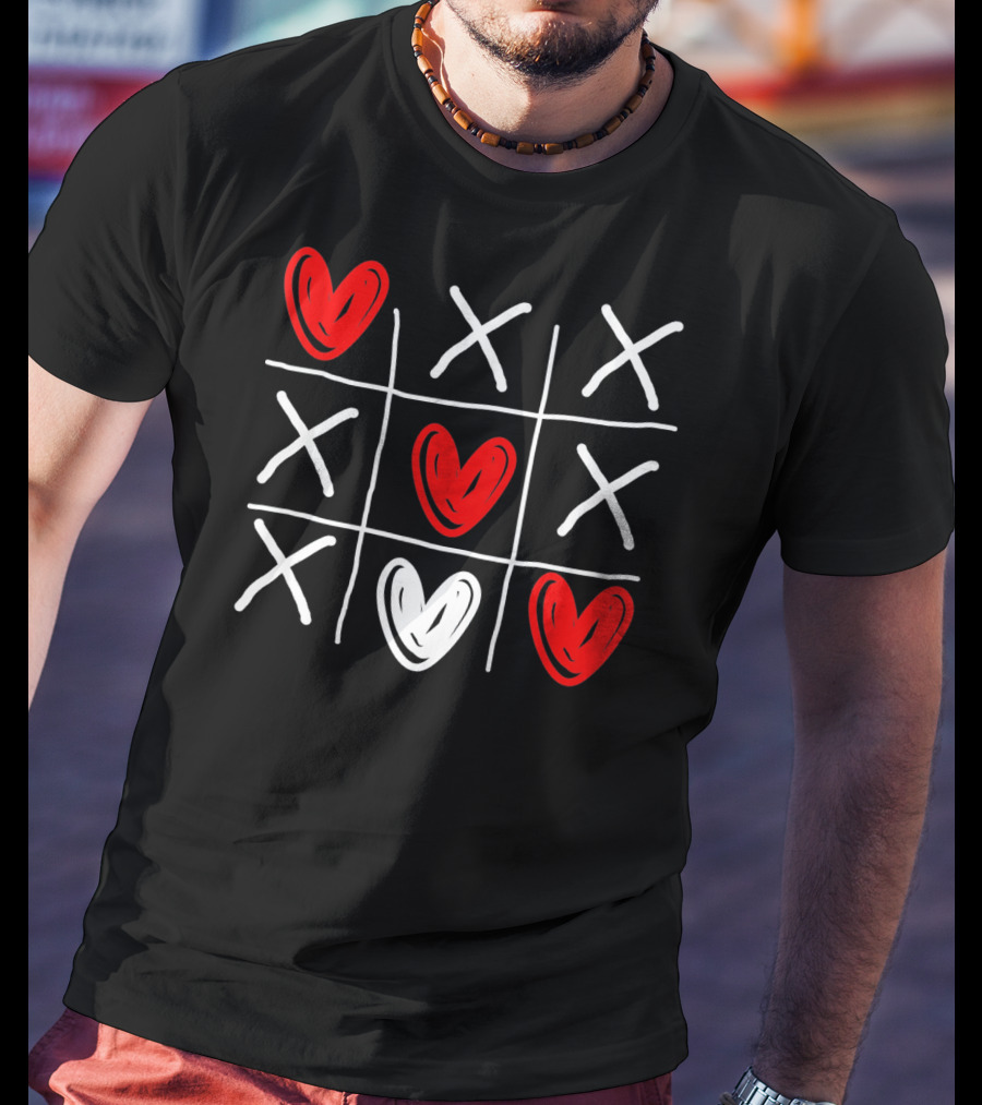 Cute Hearts Tic Tac Toe Valentines Day T-Shirt