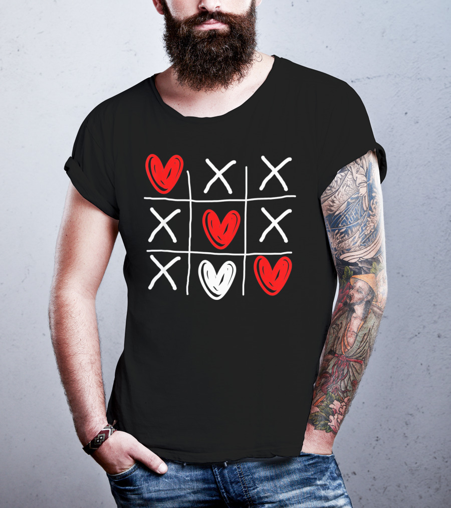 Cute Hearts Tic Tac Toe Valentines Day T-Shirt