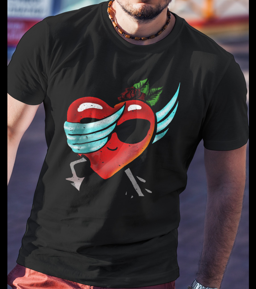 Playful Dabbing Heart With Wings Funny Valentines Day T-Shirt