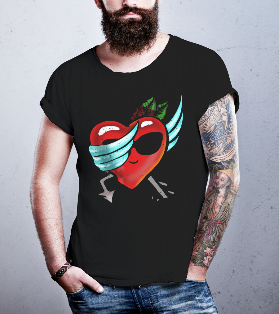 Playful Dabbing Heart With Wings Funny Valentines Day T-Shirt