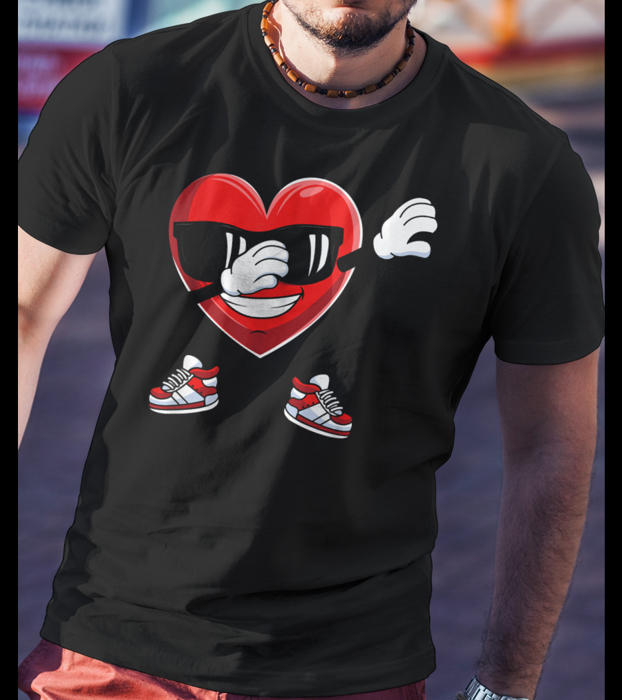 Dabbing Heart With Sunglasses Sneaker Dance T-Shirt