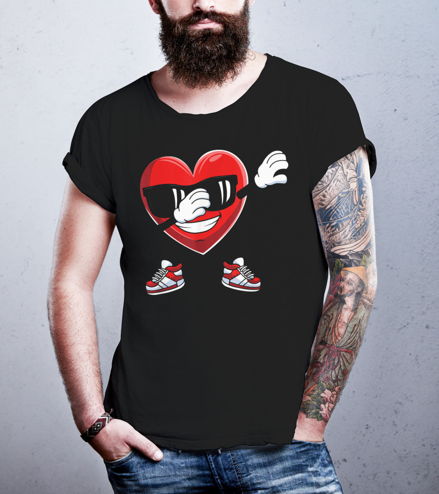 Dabbing Heart With Sunglasses Sneaker Dance T-Shirt