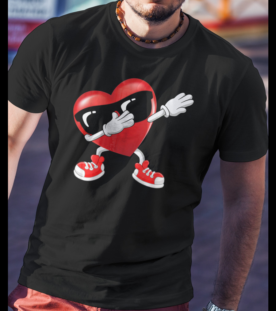 Dabbing Heart Sunglasses Valentines Day Boy T-Shirt