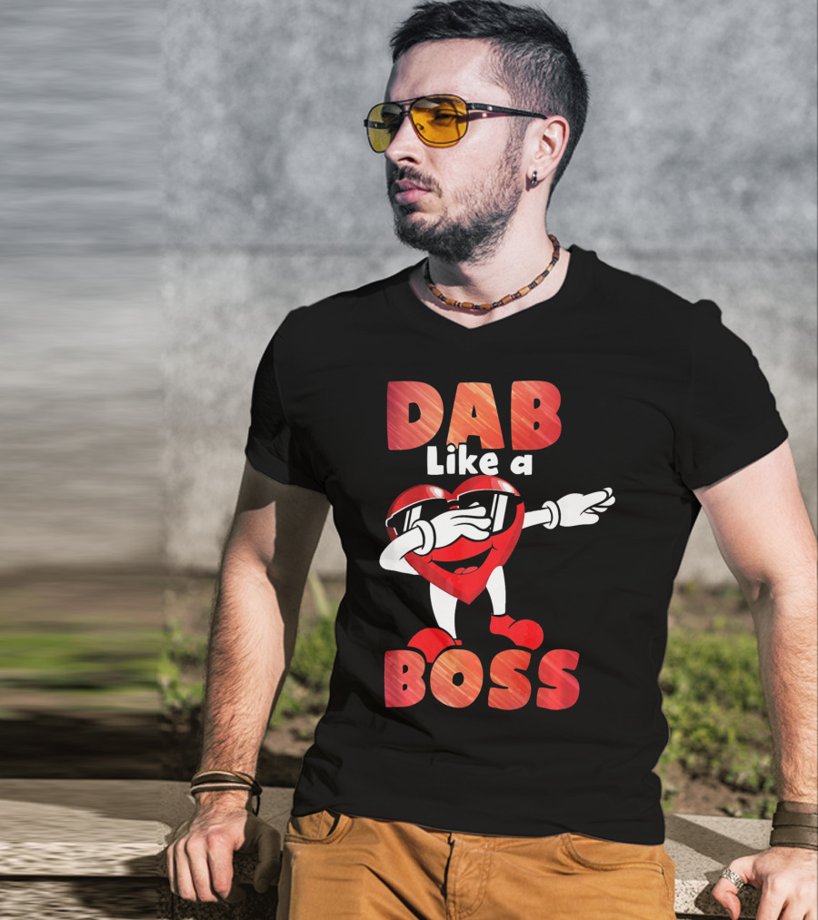 Dab Like A Boss Heart Valentine Day T-Shirt