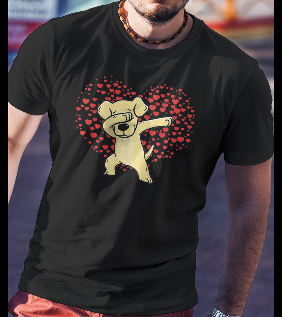 Dabbing Labrador Retriever Dog With Heart Of Valentine T-Shirt
