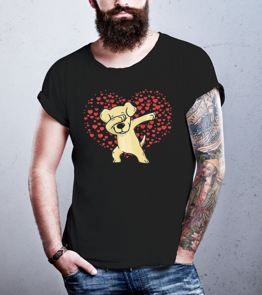 Dabbing Labrador Retriever Dog With Heart Of Valentine T-Shirt