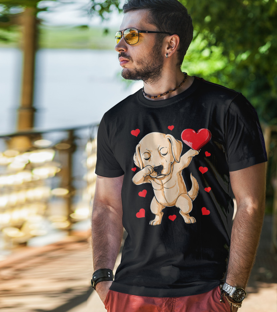Dabbing Labrador Valentine's Day Heart Dance T-Shirt