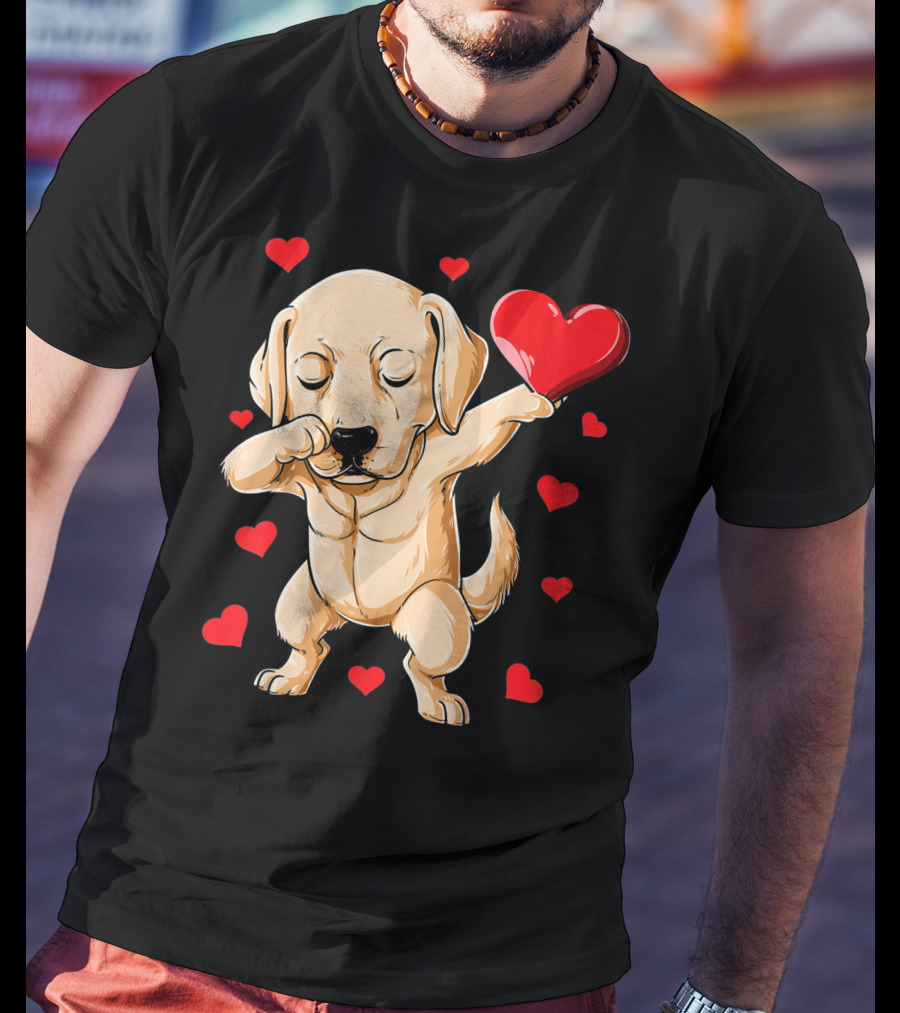 Dabbing Labrador Valentine's Day Heart Dance T-Shirt