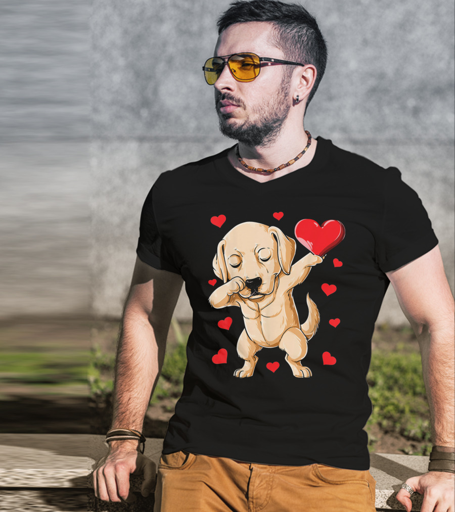 Dabbing Labrador Valentine's Day Heart Dance T-Shirt