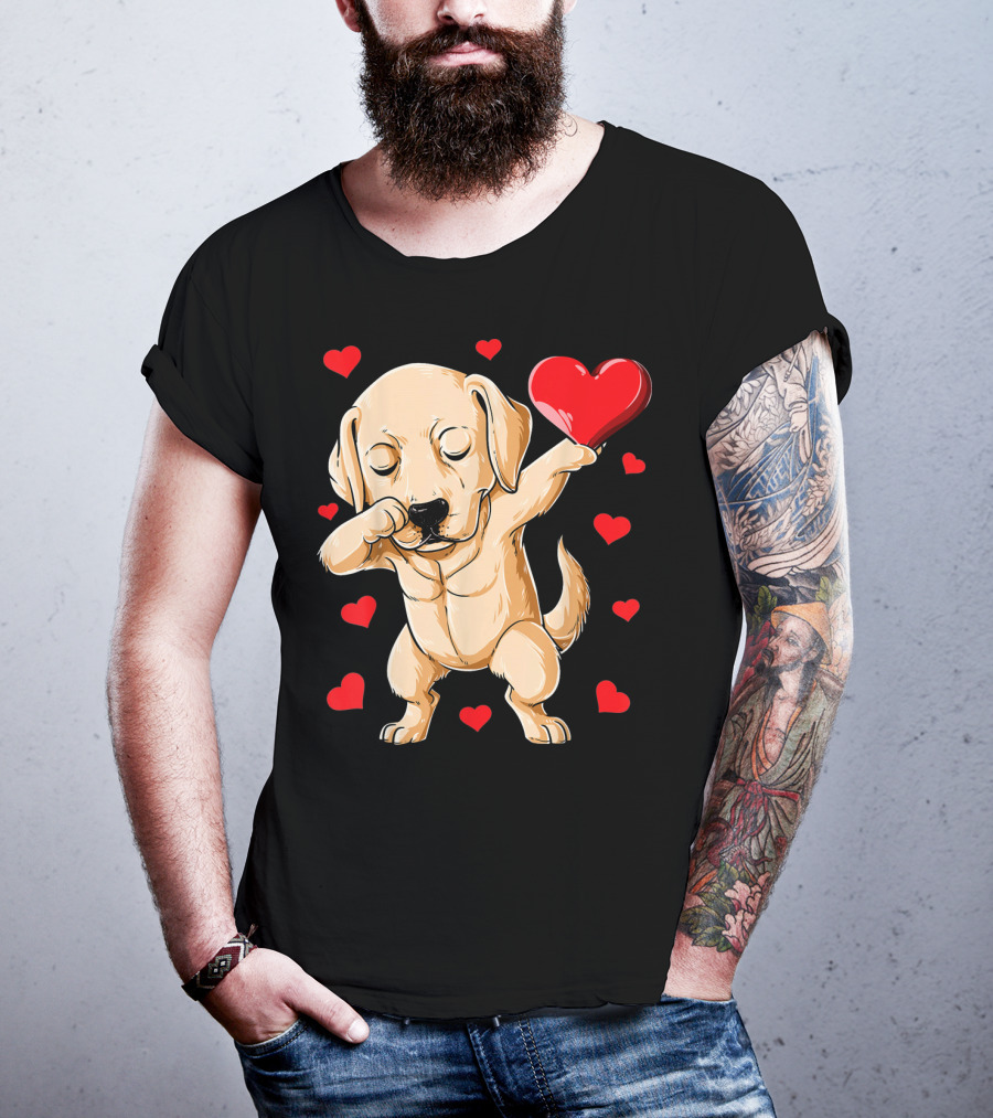 Dabbing Labrador Valentine's Day Heart Dance T-Shirt