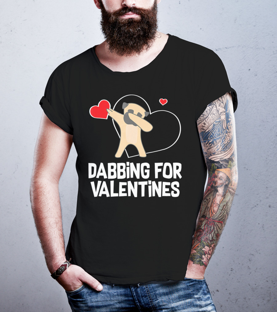 Dabbing Pug For Valentines Hearts Cute T-Shirt