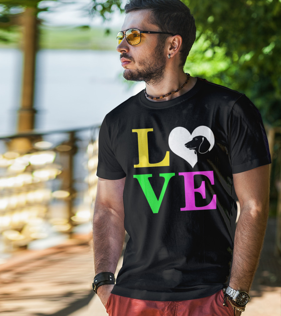 LOVE Dachshund Dog Heart Valentines T-Shirt
