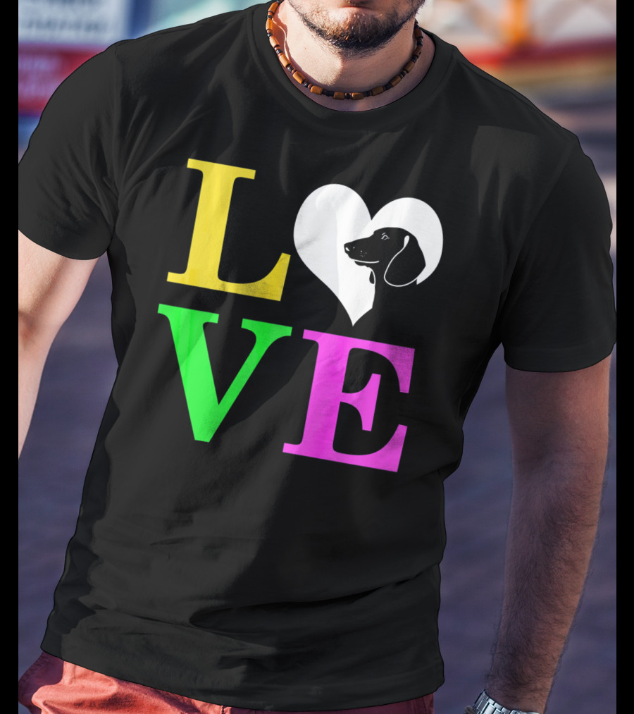 LOVE Dachshund Dog Heart Valentines T-Shirt