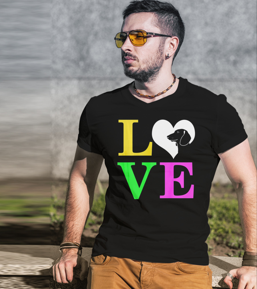 LOVE Dachshund Dog Heart Valentines T-Shirt