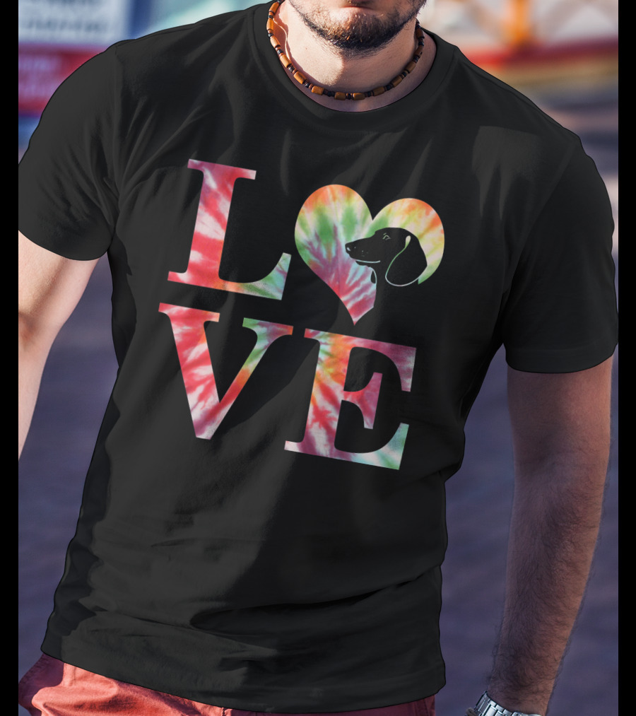 Dachshund Dog Love Tie Dye Valentines T-Shirt