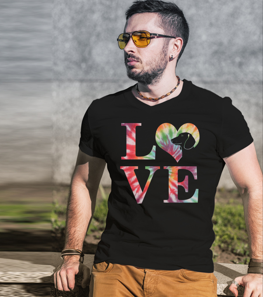 Dachshund Dog Love Tie Dye Valentines T-Shirt