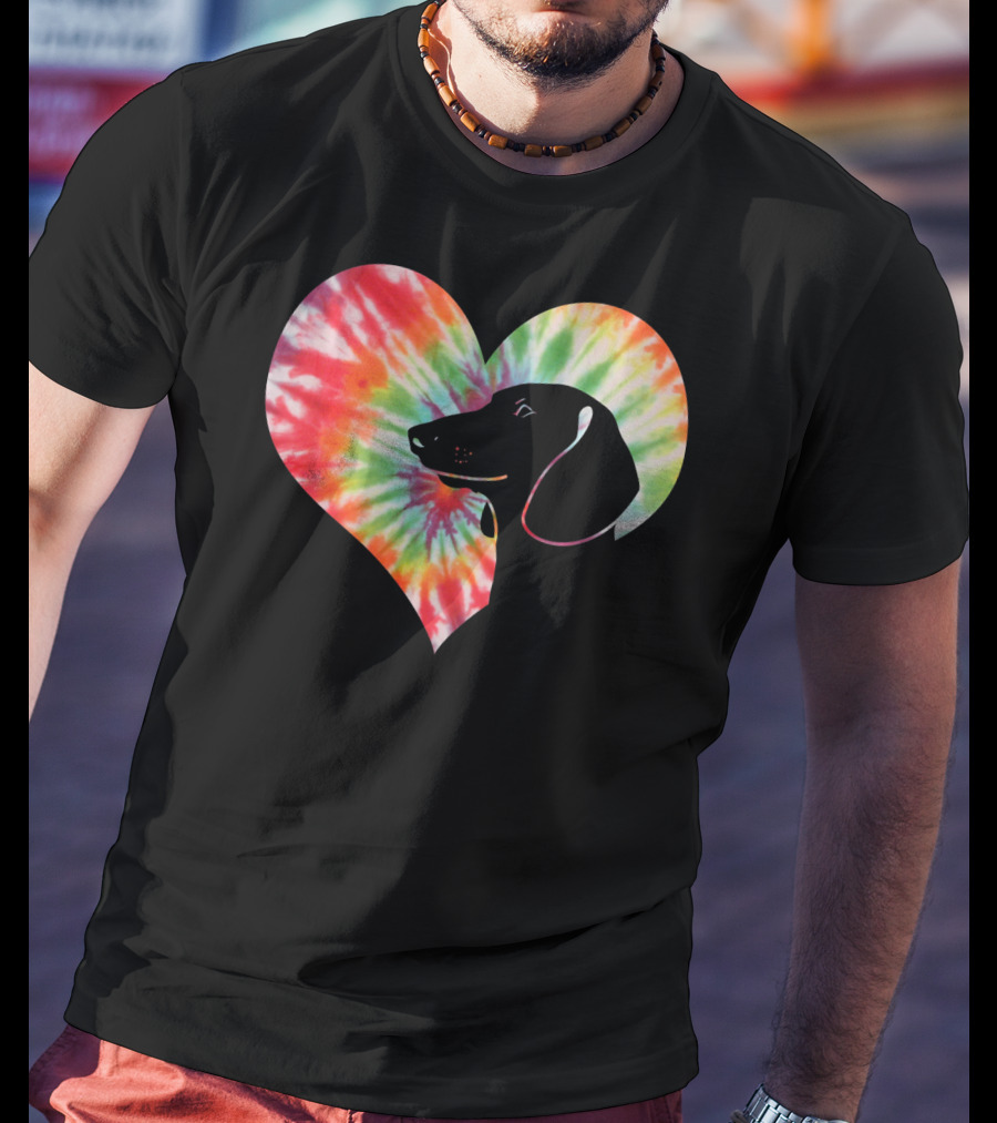 Dachshund Dog Heart Tie Dye Valentines T-Shirt