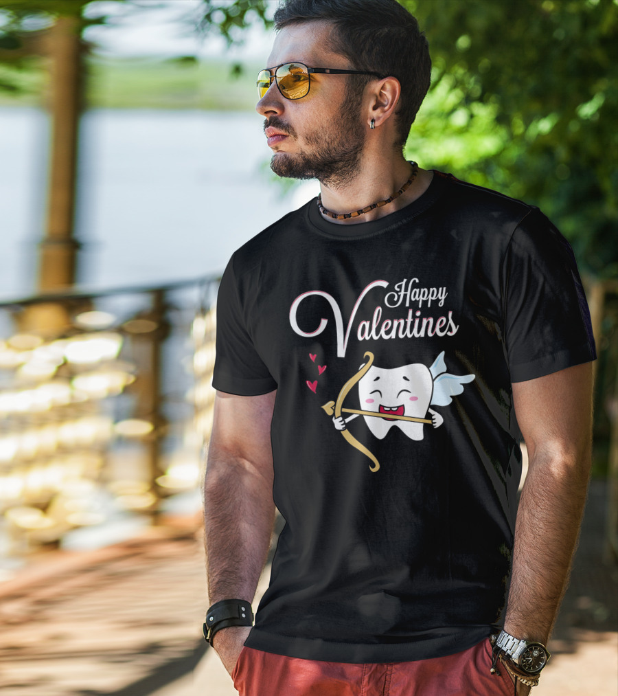 Happy Valentines Dental Hygienist Dentist Tooth Cupid T-Shirt