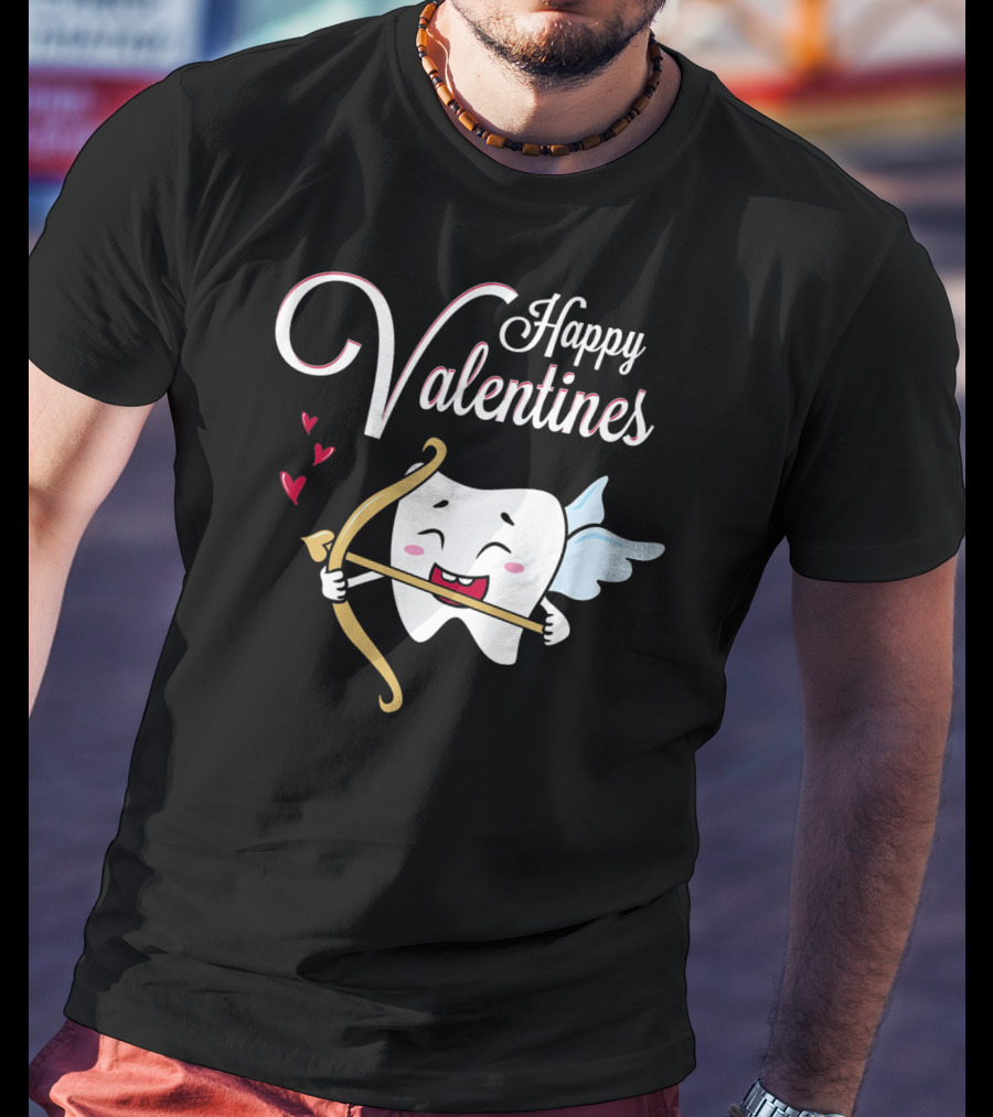 Happy Valentines Dental Hygienist Dentist Tooth Cupid T-Shirt