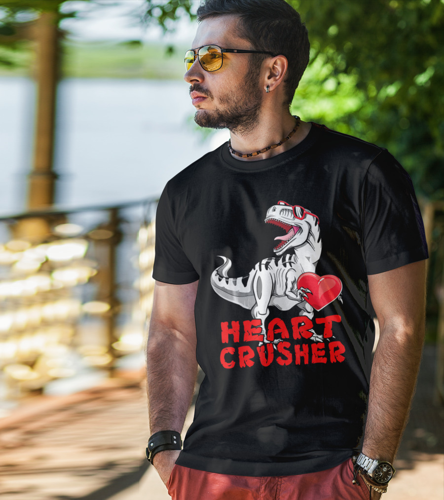 Dinosaur Valentines Day Heart Crusher T-Shirt