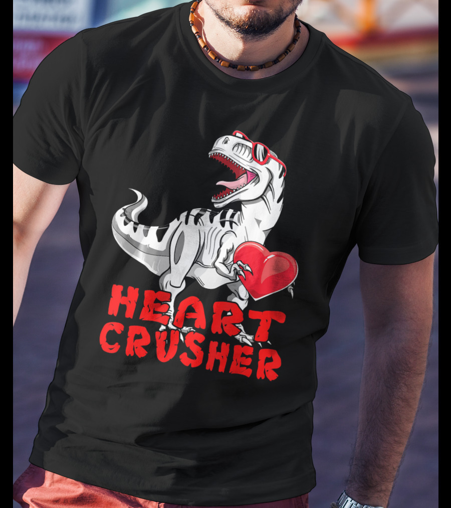 Dinosaur Valentines Day Heart Crusher T-Shirt