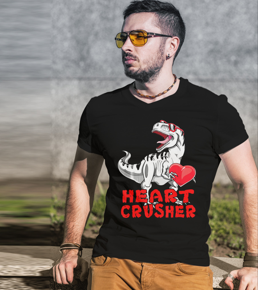 Dinosaur Valentines Day Heart Crusher T-Shirt