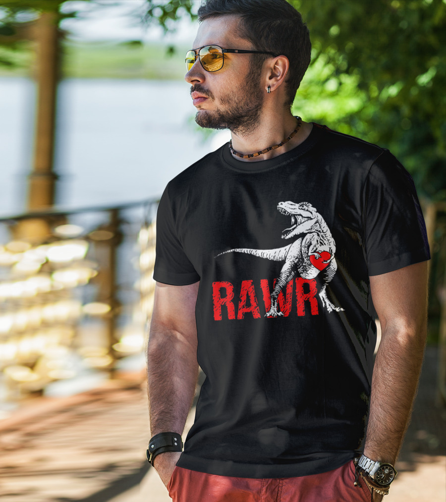 RAWR Dinosaur Valentine Heart T-Shirt