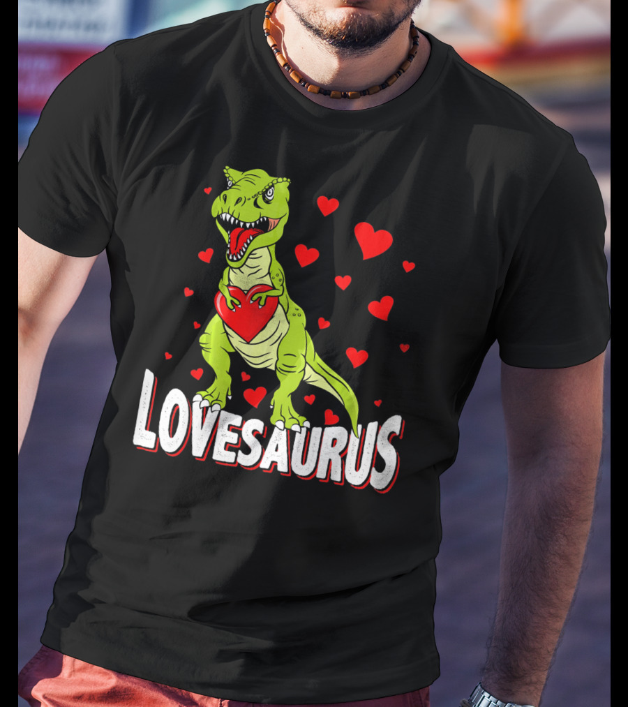 Lovesaurus Dinosaur Valentine Day Hearts T-Shirt