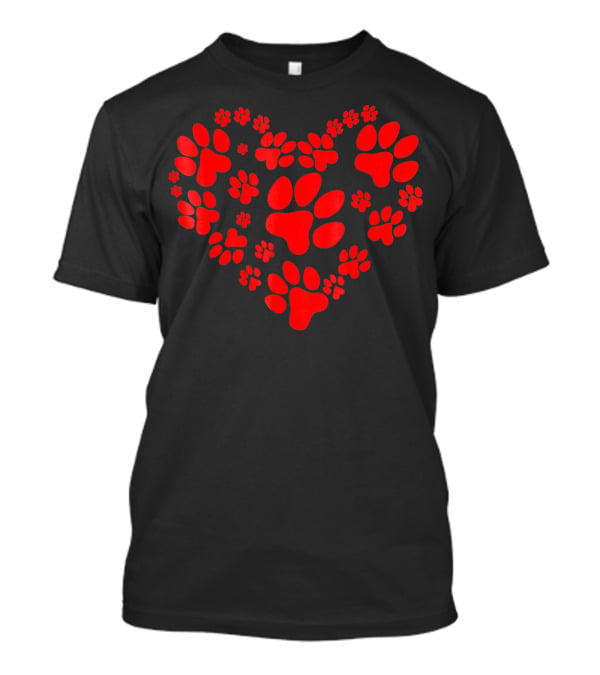 Dog Paw Heart Valentine Love Paws T-Shirt