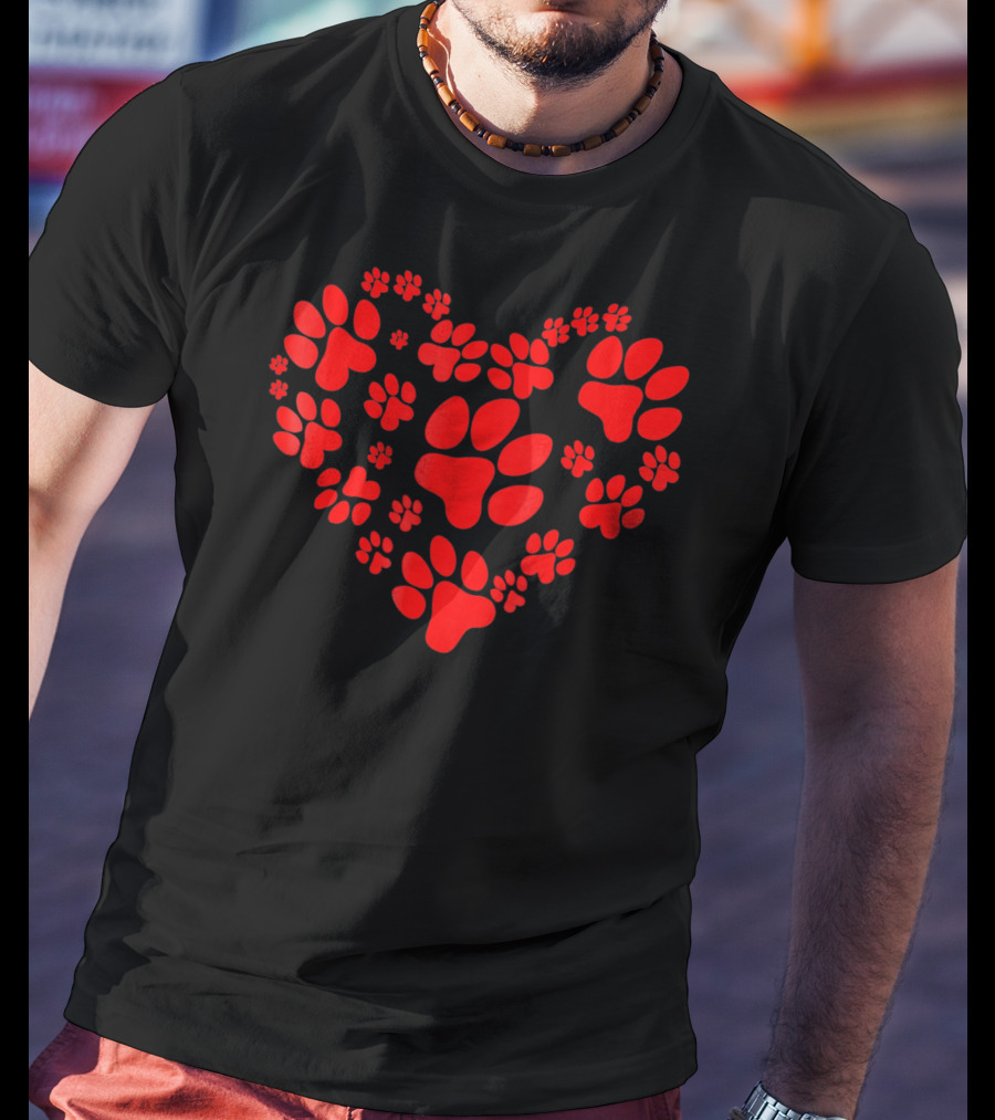 Dog Paw Heart Valentine Love Paws T-Shirt