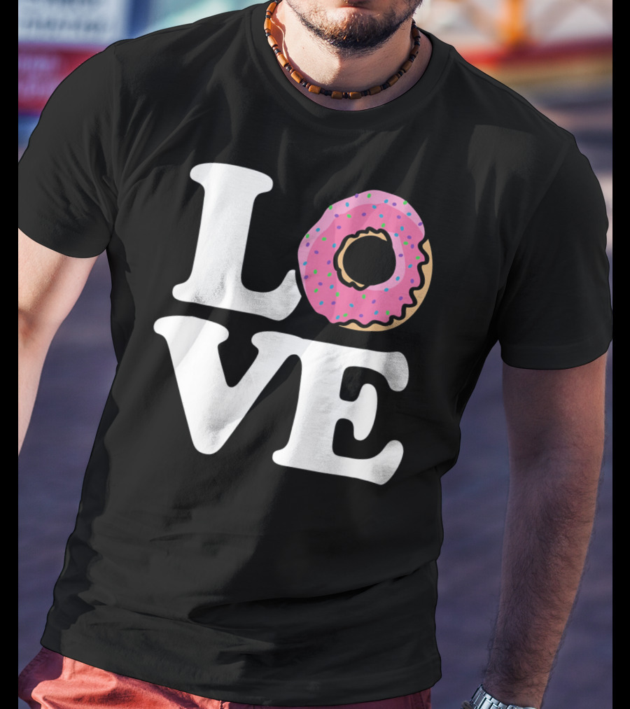Love For Donut Lovers With Pink Frosted Donut T-Shirt