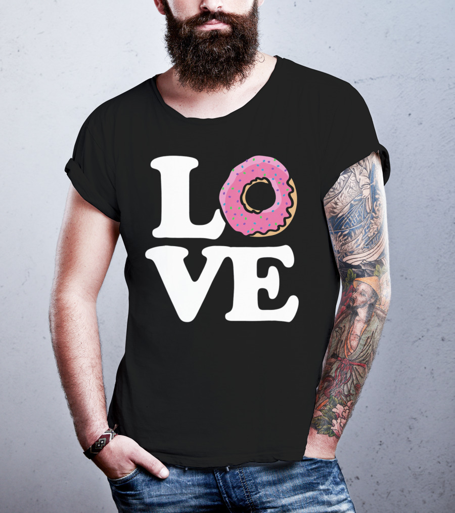 Love For Donut Lovers With Pink Frosted Donut T-Shirt