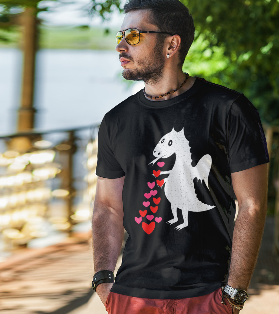 Dragon Spitting Love Hearts Anti Valentine's Day T-Shirt