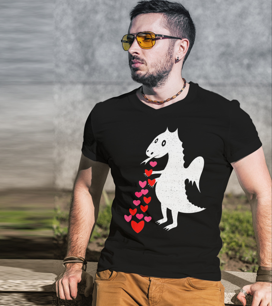 Dragon Spitting Love Hearts Anti Valentine's Day T-Shirt