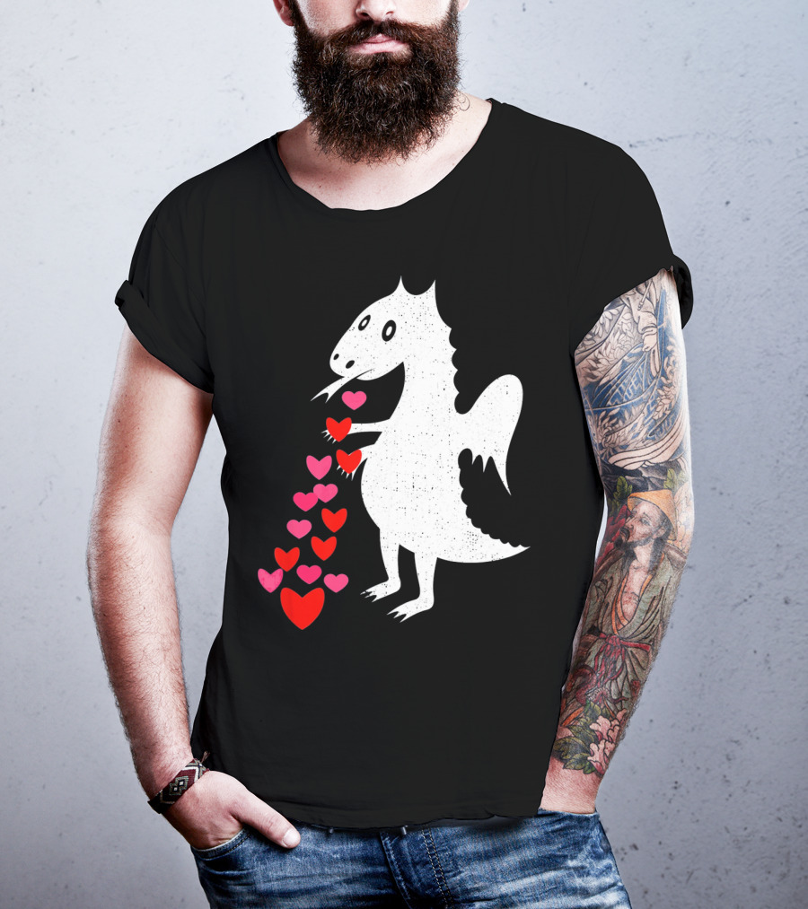 Dragon Spitting Love Hearts Anti Valentine's Day T-Shirt