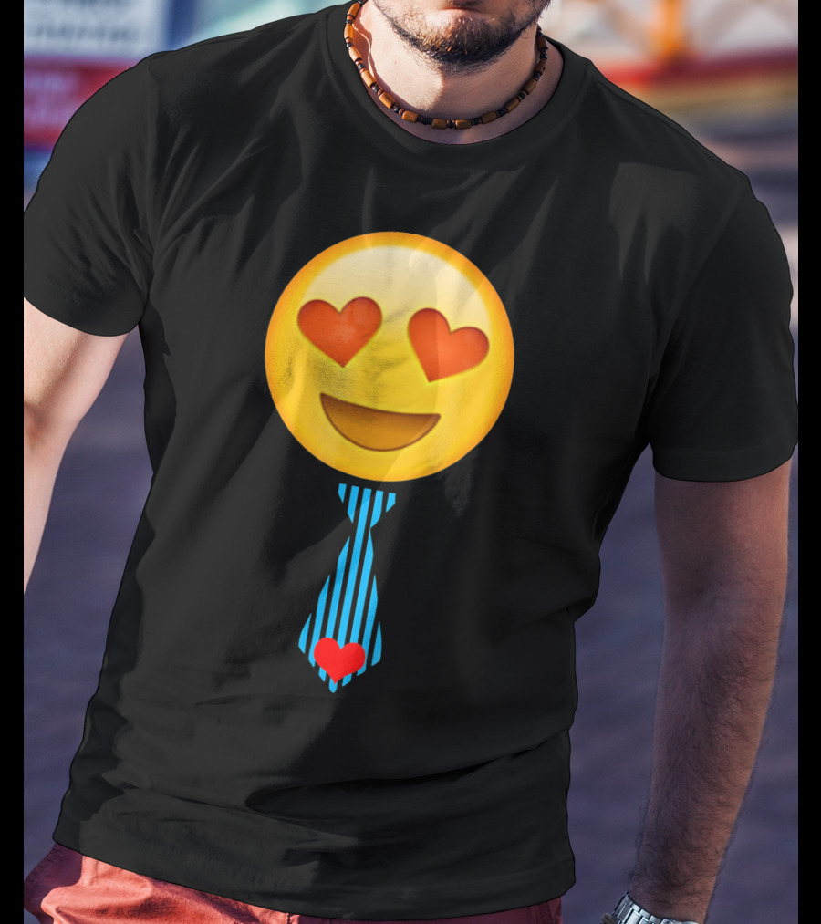 Emoji Heart Eyes Heart Tie Valentine T-Shirt