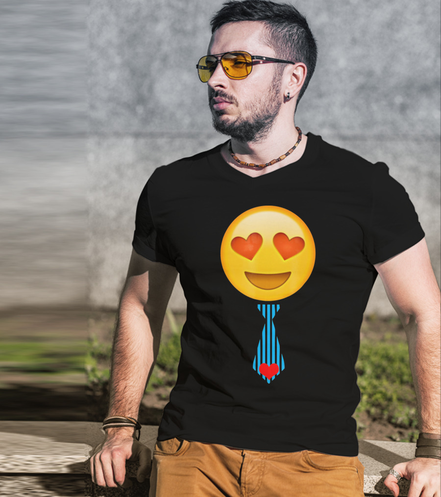 Emoji Heart Eyes Heart Tie Valentine T-Shirt