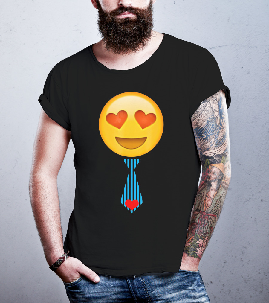 Emoji Heart Eyes Heart Tie Valentine T-Shirt