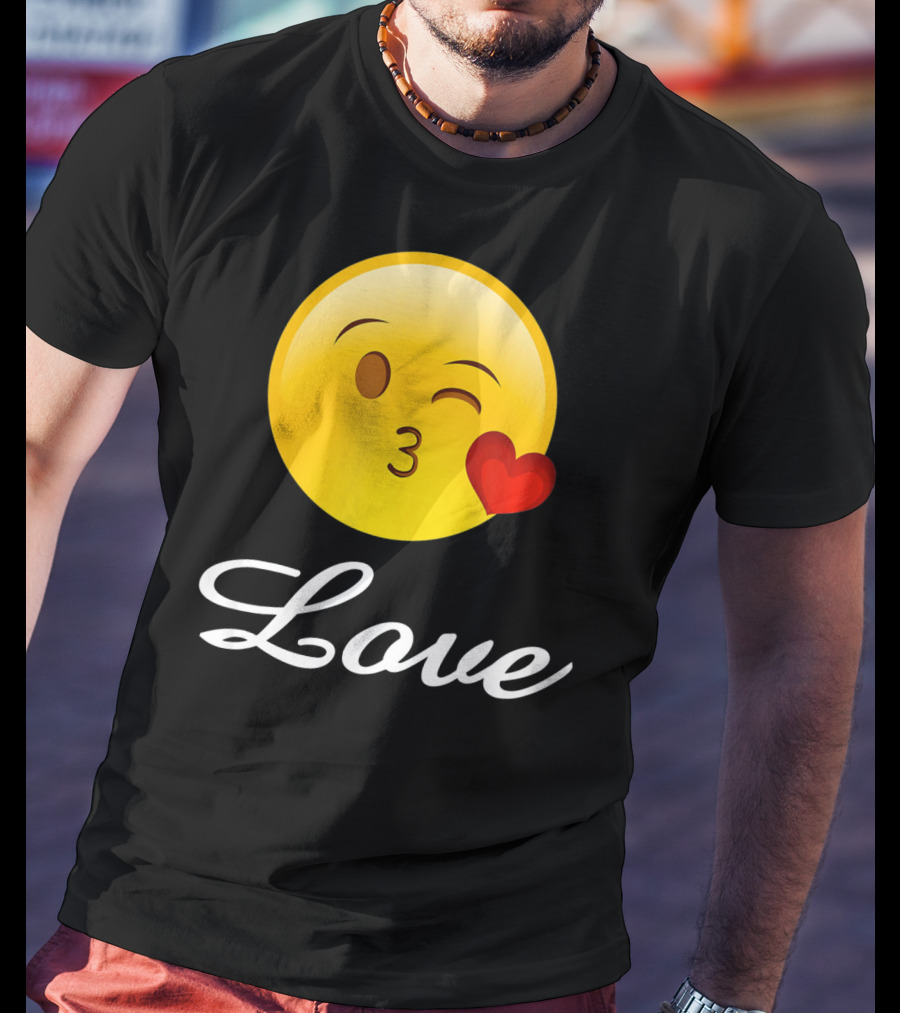 Love Emoji Valentines Day Heart Kiss T-Shirt
