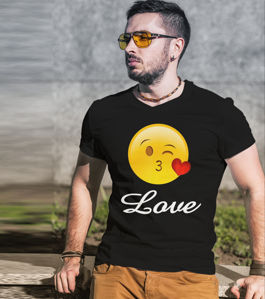 Love Emoji Valentines Day Heart Kiss T-Shirt