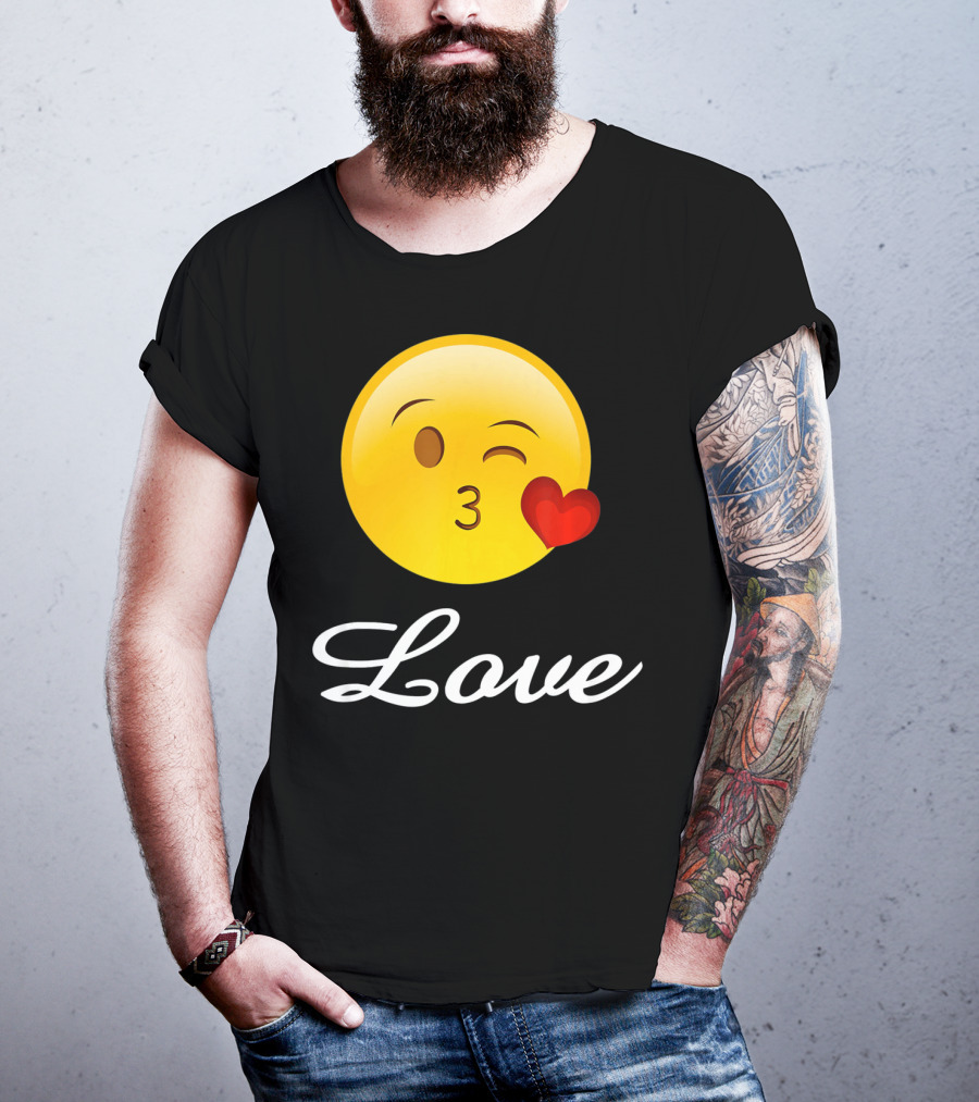 Love Emoji Valentines Day Heart Kiss T-Shirt