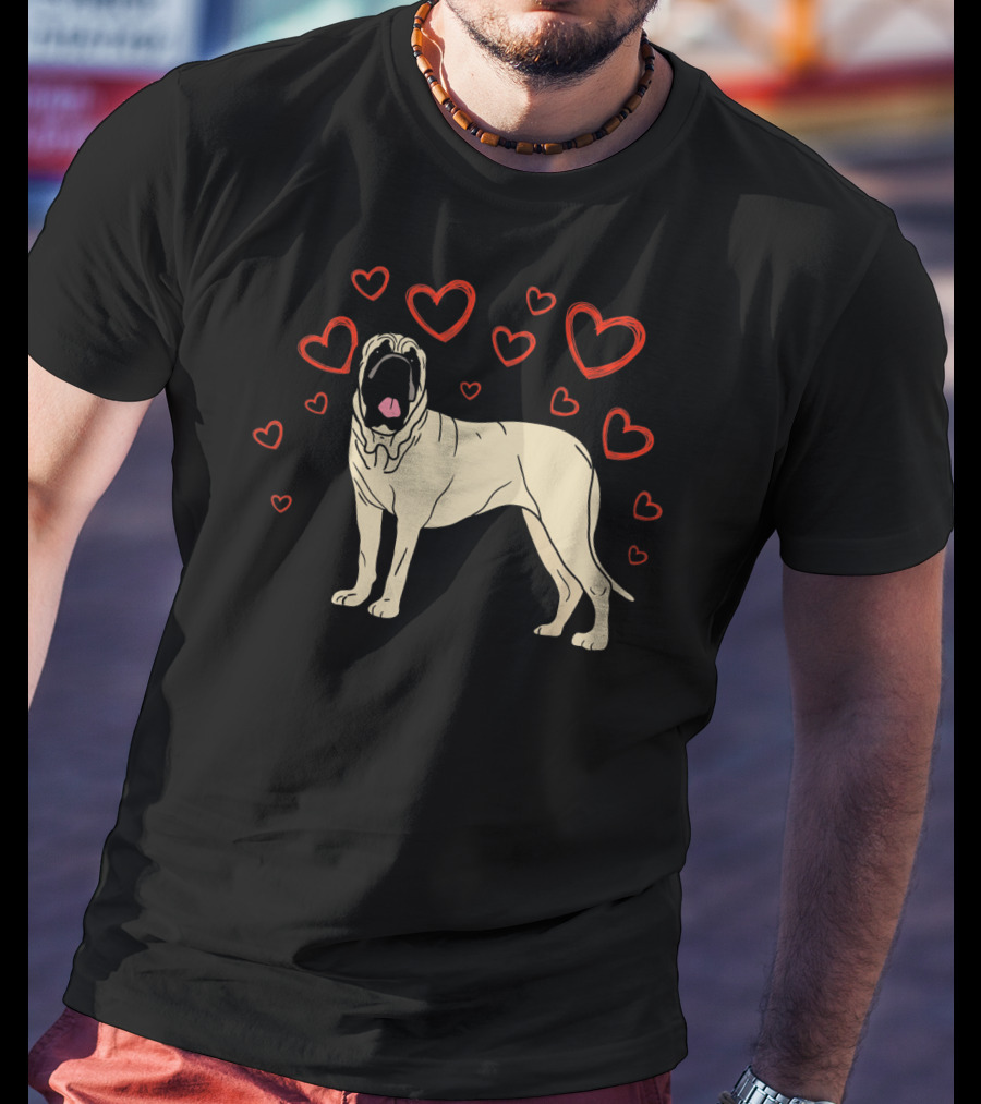 English Mastiff Surrounded By Hearts My Valentine LS T-Shirt
